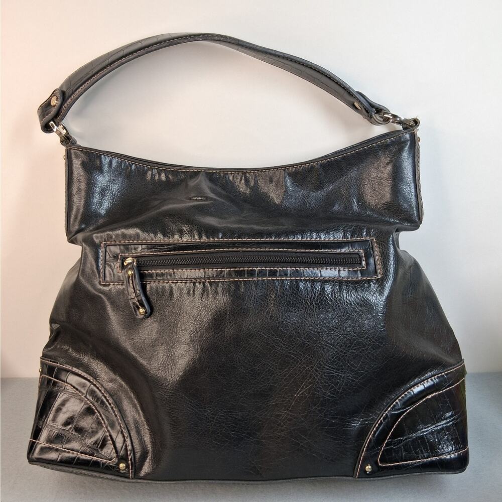 Liz‎ Claiborne Slouchy Hobo Shoulder Bag Purse Black Faux Leather